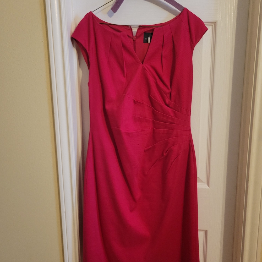 Adrianna Papell Pink Ruched Sheath Dress for Wedding Guest